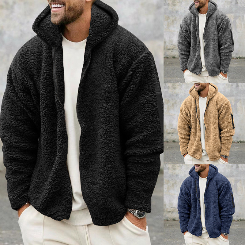 Men's Hooded Jacket Double Sided Arctic Velvet Warm Autumn Winter_voghion.com