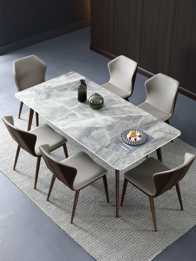 TJHDDHT20C岩板餐桌现代简约轻奢长方形小户型家具北欧古铜色餐桌