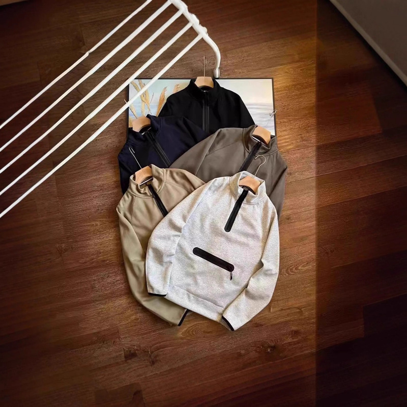 Loose Sports Pullover with Hook Half-Zip and Stand Collar for Men and Women, Sweatshirt and Sweatpants Set Dq7998 Loose Sports Pullover with Hook Half-Zip and Stand Collar for Men and Women, Sweatshirt and Sweatpants Set Dq7998