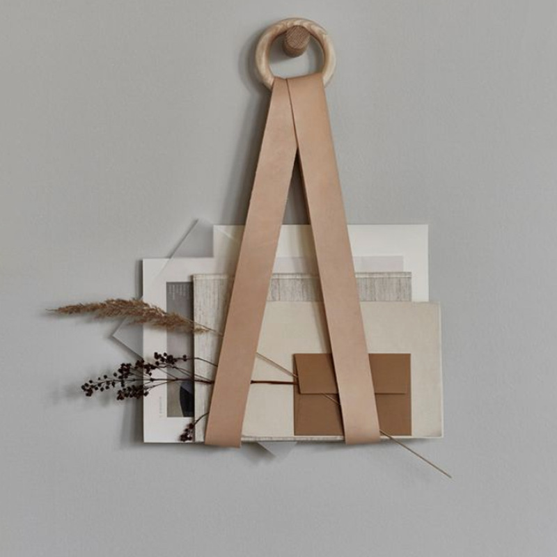 现货北欧ins风杂志收纳袋 壁挂式报刊装饰架 简约皮革书架
