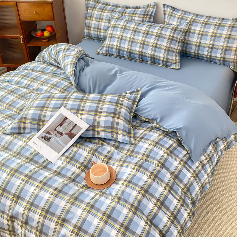 加厚植物羊绒四件套床上用品床单被套宿舍三件套学生简约斜纹套件