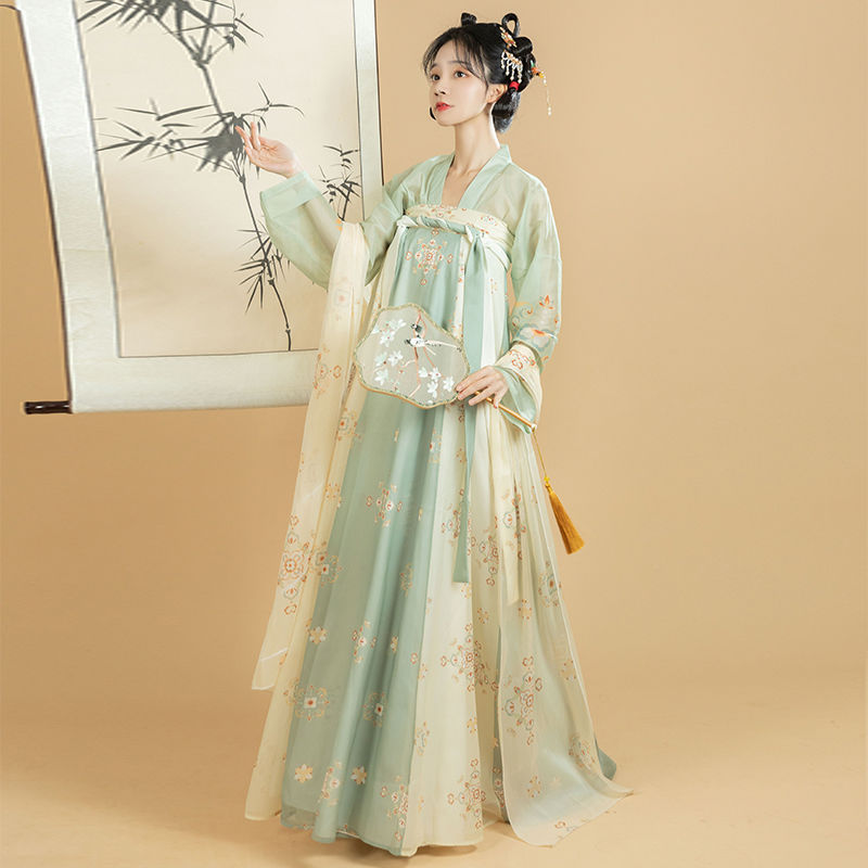 Xinan Xiang Original Breasted and Chest-length Skirt Printed Full Set of Spring and Autumn Chinese Style Hanfu Women's Tang Style Daily