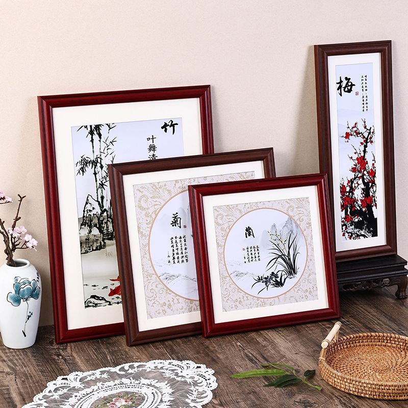 定制款实木国画框装裱字画十字绣裱框书法作品相框书画框架挂墙
