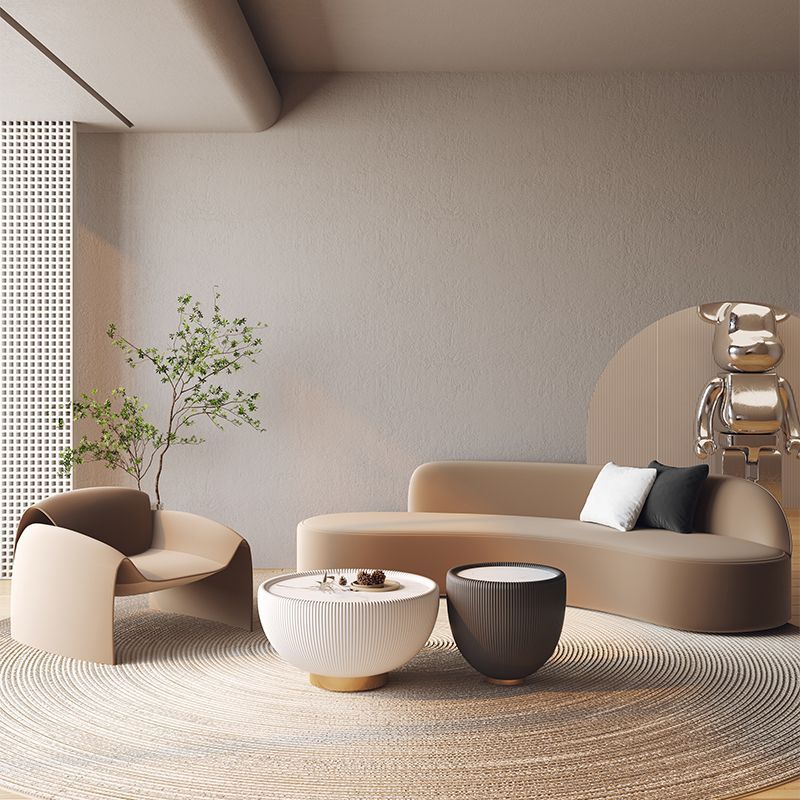 弧形沙发异形小户型创意棕色服装店美容院办公室酒店休息区接待