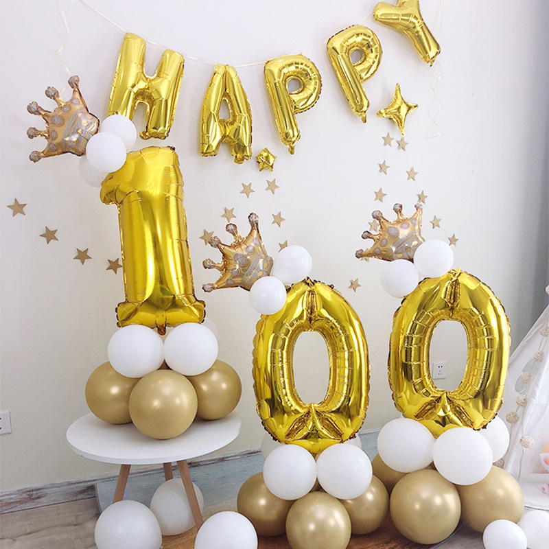 Cross-border wholesale New Year's Day 2024 aluminum foil digital balloons for shopping mall stores, New Year's Eve decoration atmosphere helium balloons