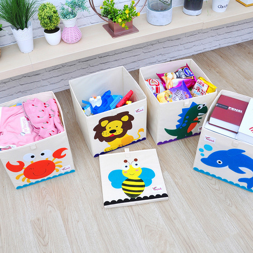 Toy storage box fabric home clothing organizer box cartoon storage container classroom grid cabinet storage basket wholesale