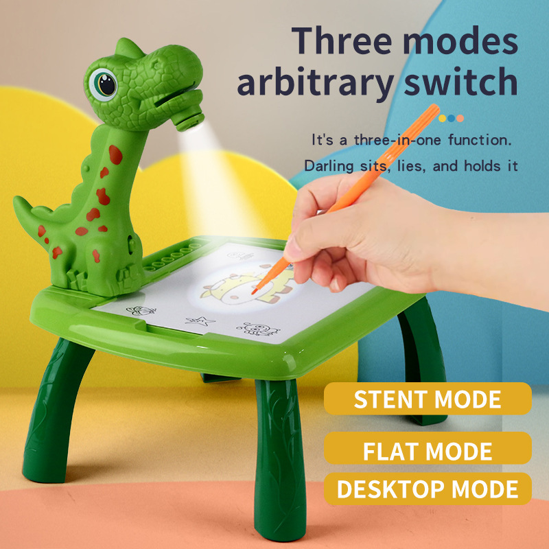 Cross-border children's dinosaur projector painting table multi-functional graffiti learning drawing board educational toys factory direct sales