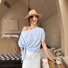 MADEINOST�ճ�������˿�ޱ���б�����������ɫ����T��Ů   75678
