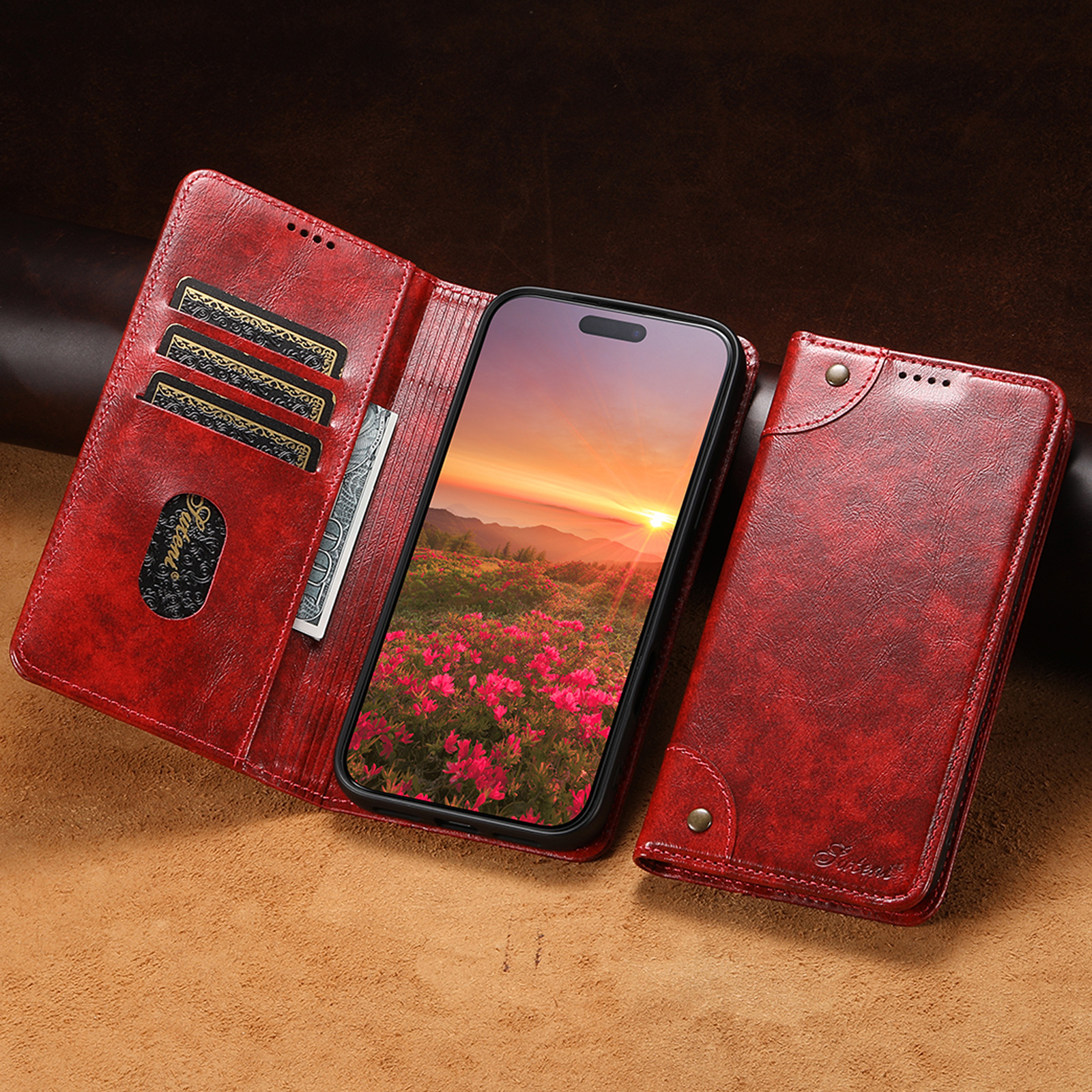 适用iPhone17ProMax手机壳苹果16翻盖式插卡三星S25Ultra磁吸皮套