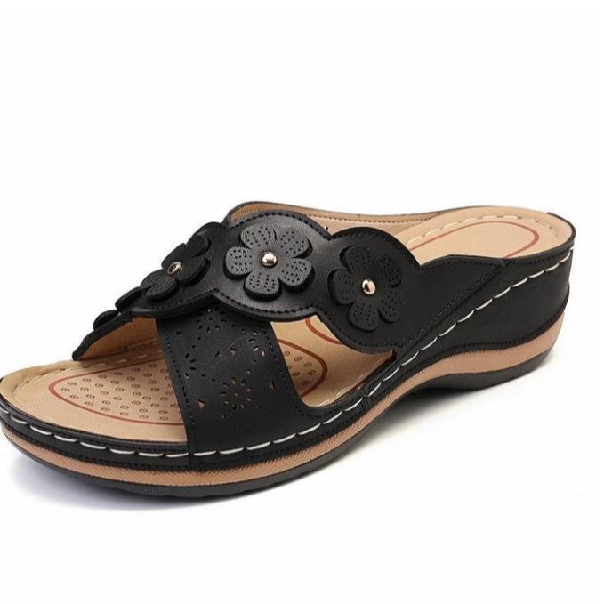 Women's Floral Cutout Wedge Sandals Retro Plus Size_vogvips.com