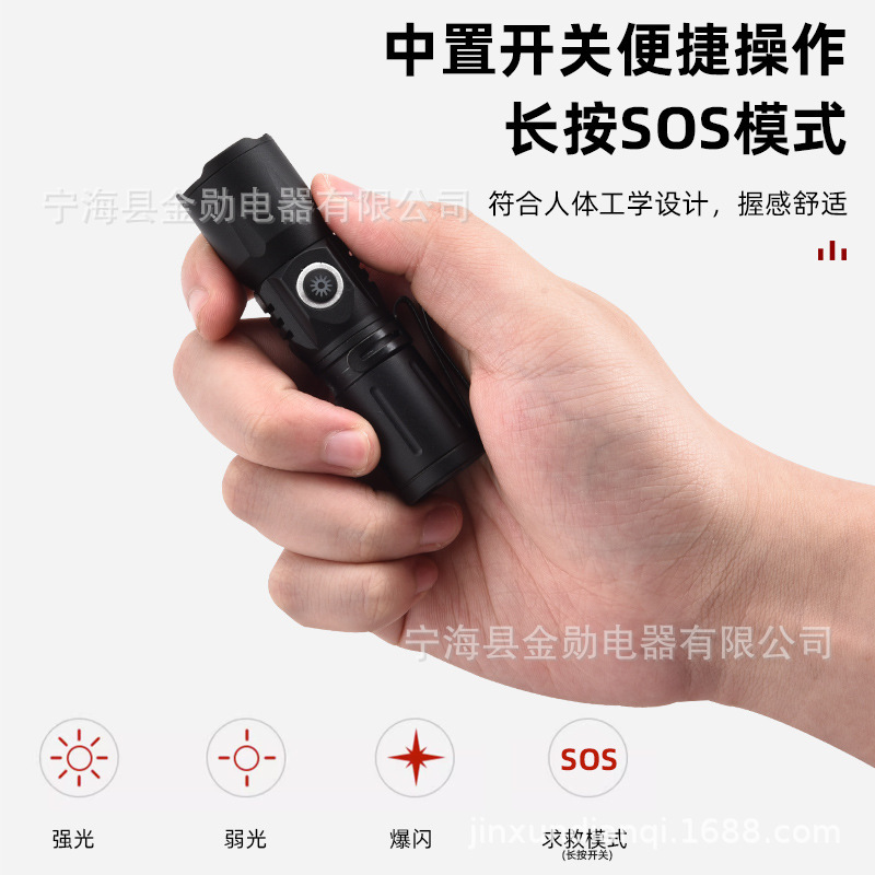 国境を越えた人気の強力な光ミニホワイトレーザー懐中電灯ハイパワー屋外多機能充電式ポータブル懐中電灯|undefined