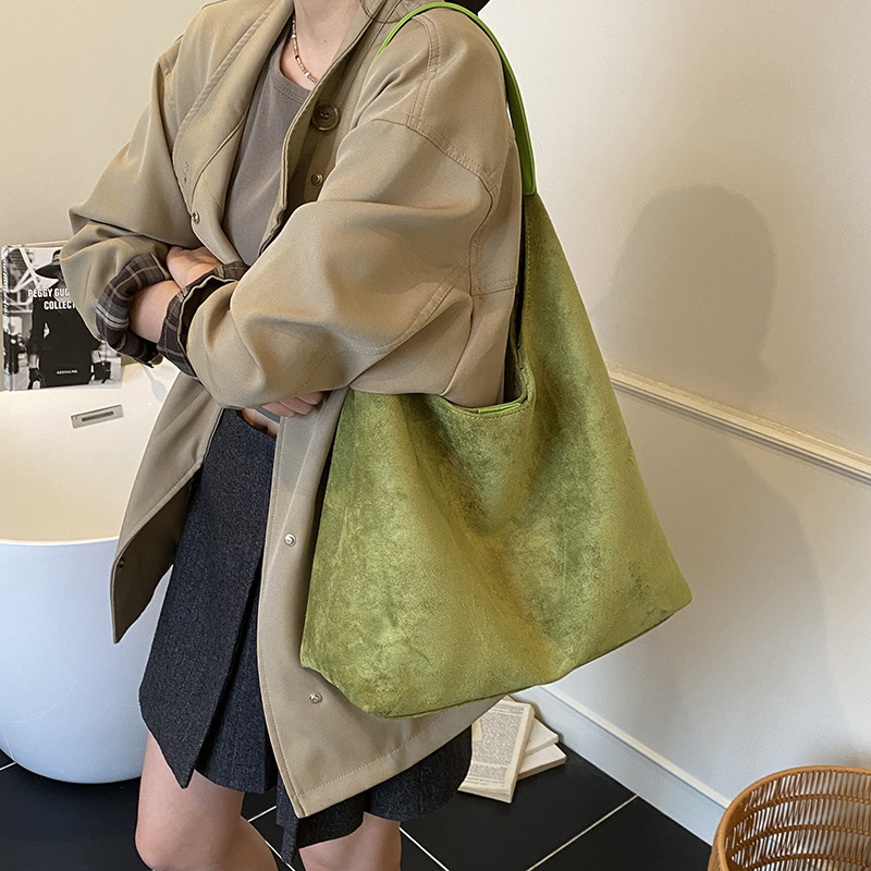 复古麂皮绒腋下包包女2025新款潮时尚小众托特包韩版大容量斜挎包|undefined
