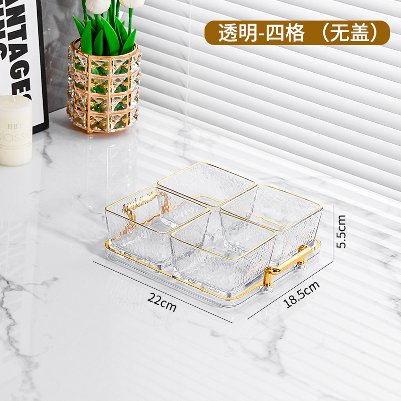 INS Luz de lujo vidrio dividido plato de fruta snack caramelo fruta seca snack placa sala de estar hogar comercial KTV DE ALTO aspecto