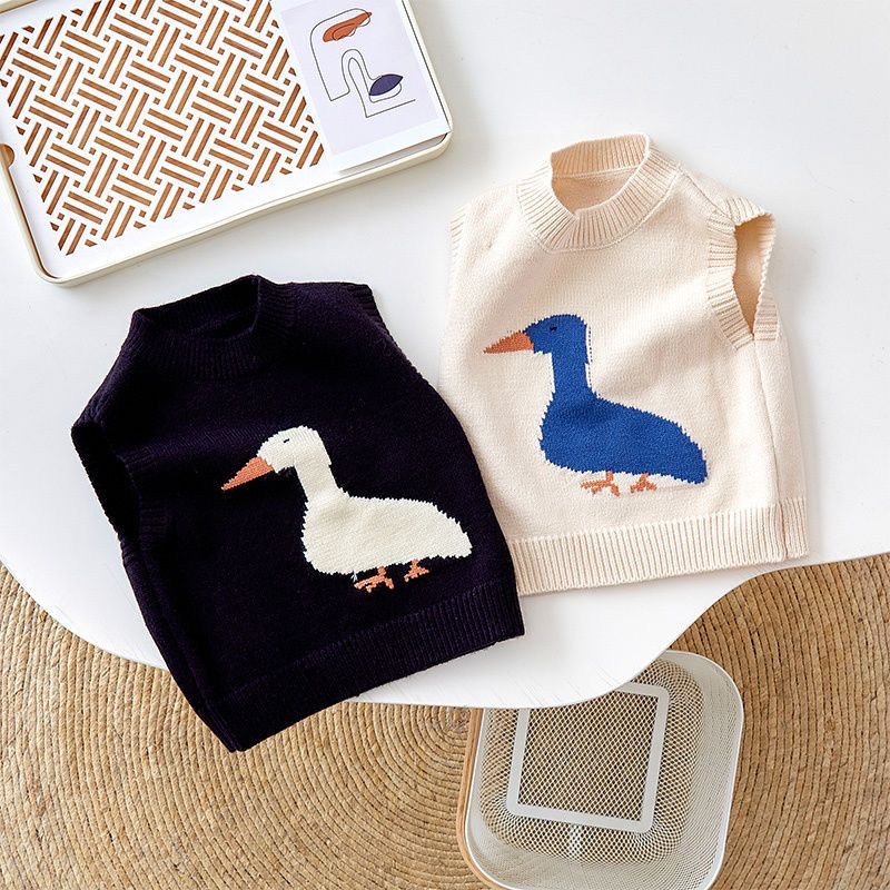 3009 Stylish Cartoon Knitted Vest, Korean Style, New Autumn Style for Children, Boys and Girls, Outerwear Sweater