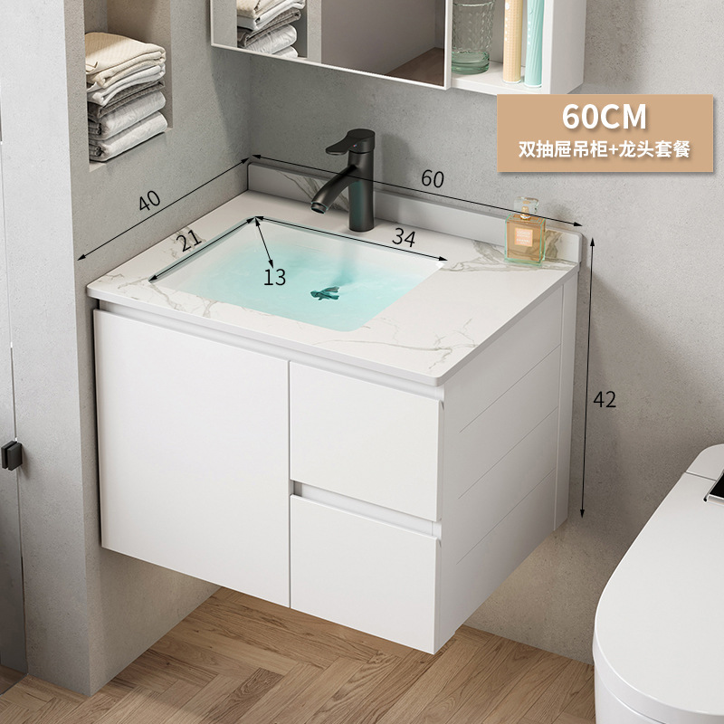 Simple espacio de aleación de aluminio gabinete de baño Baño combinación lavabo de cerámica lavabo hogar integrado mesa de lavado