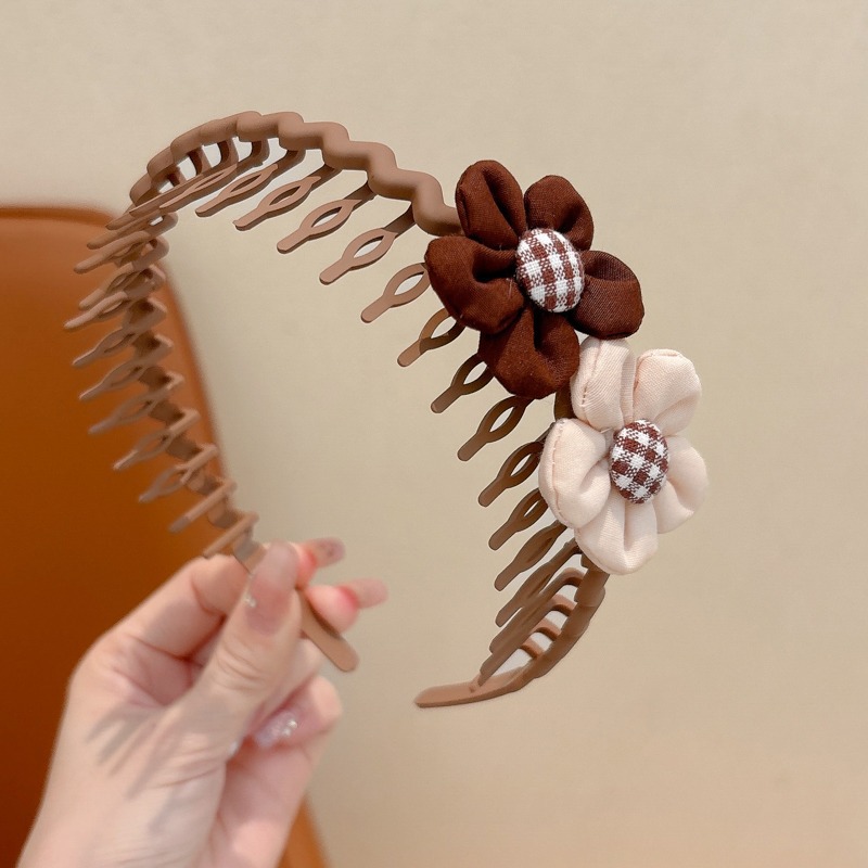 Niños cabello roto flores de otoño y invierno nuevo color café leche correa dientes antideslizante bandas de cabello niñas no atar cabello tocado