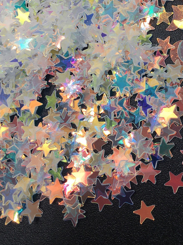 Gold Sequin Moon Cut Out Star Heart Plum Blossom Nail Art Patch Crystal Glue Glitter Slime Filler