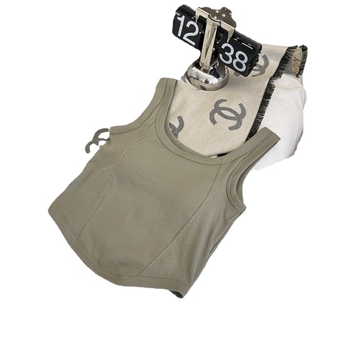 Summer youth simple versatile pure cotton camisole with breast pads for women pure desire ins no need to wear underwear slim vest