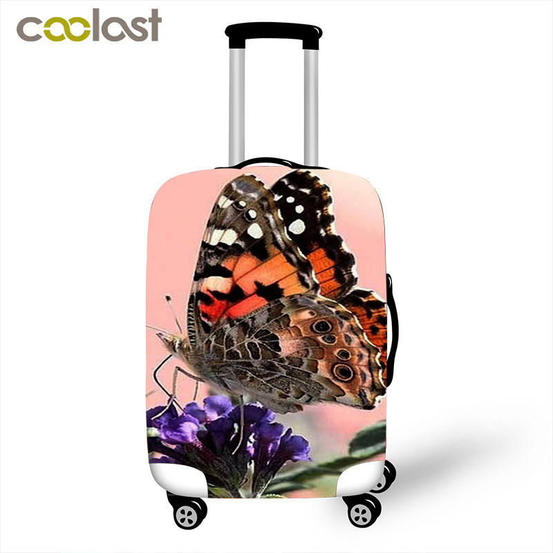 Butterfly transfronterizo impresión maleta cubierta de protección elástica barra de tracción cubierta de polvo poliéster cubierta de maleta de viaje