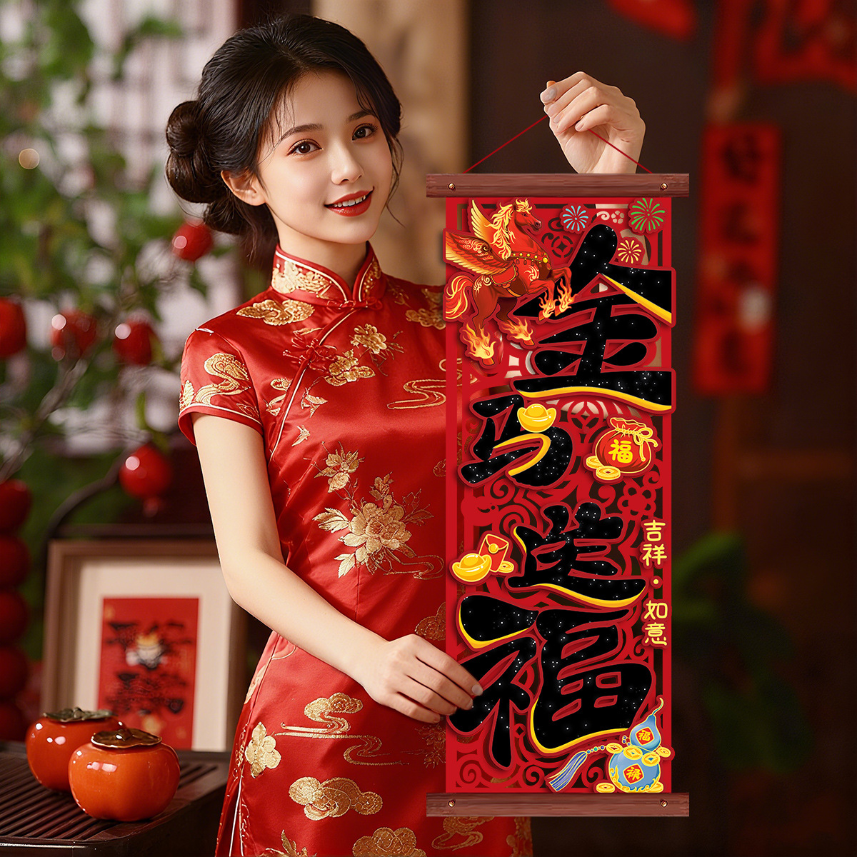 2026马年新年装饰品春节过年挂件对联福字挂饰新居贺年氛围布置