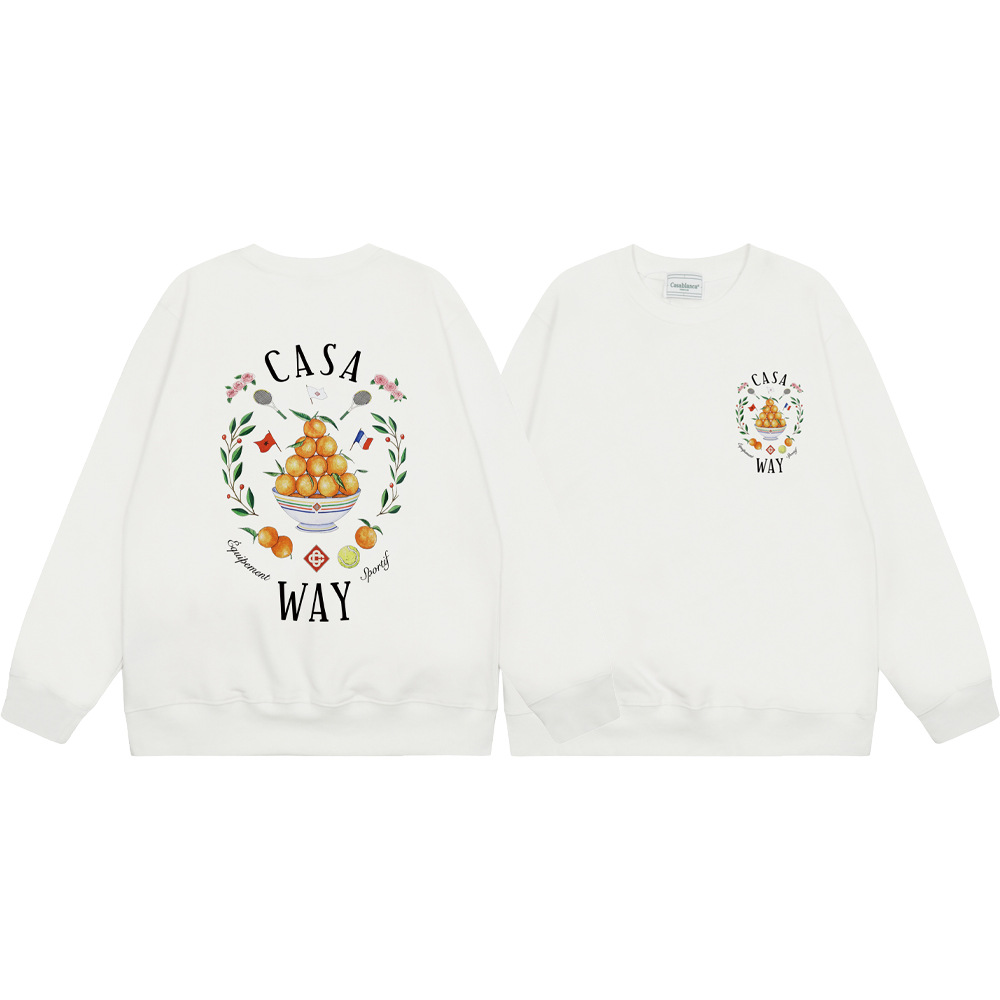 Marca de moda transfronteriza Casablanca letras de Casablanca impresión de color 380g lazo camiseta de cuello redondo