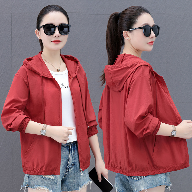 Outdoor Ice Silk Quick-Dry Drop-Shoulder Drawstring Hooded Sun Protection Jacket for Women, 2026 Summer New Lightweight Air Conditioning Shirt