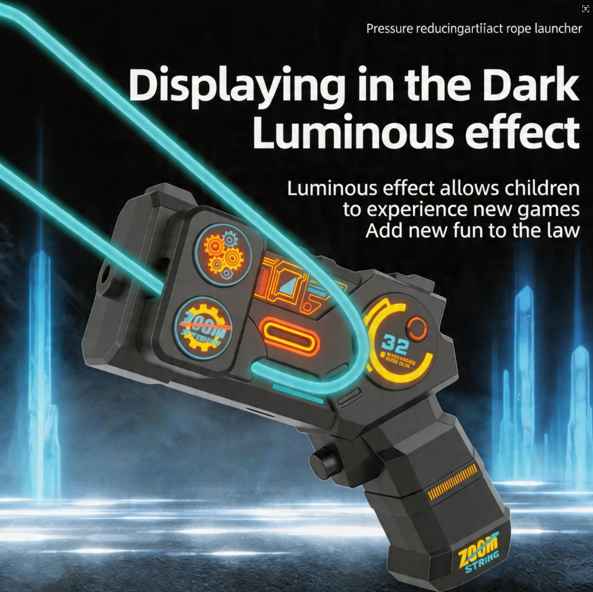 Transfronterizos explosivo lanzador de cuerda recargable cuerda luminosa propulsor eléctrico para niños descomprimir juguetes de regalo para adultos