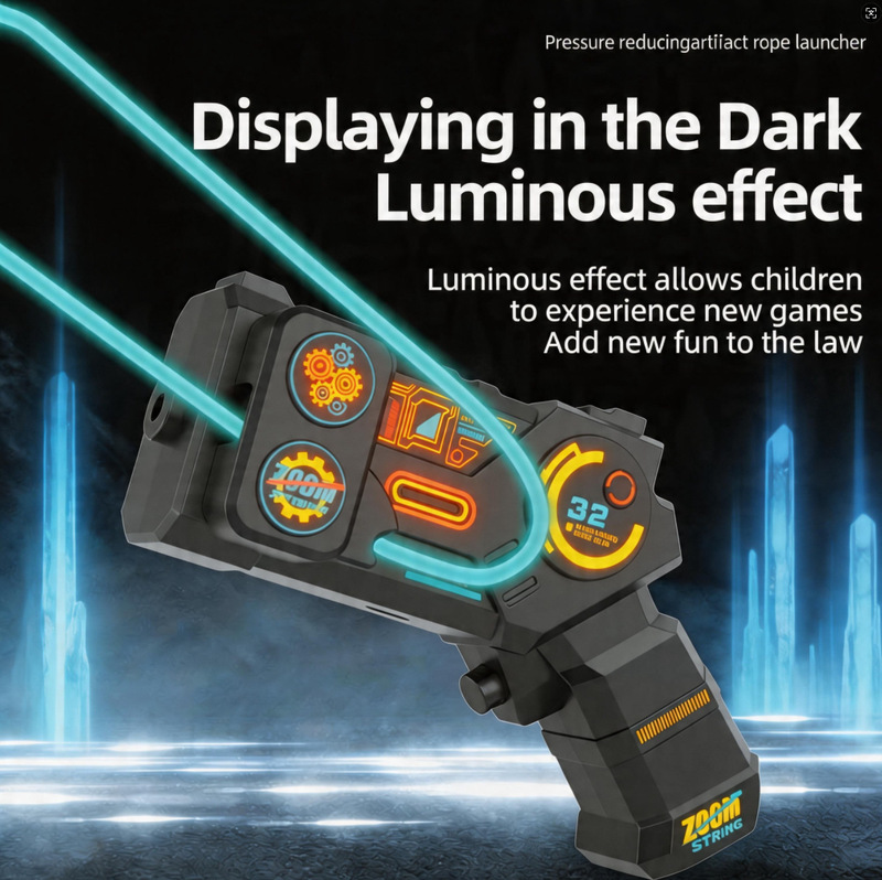 Cross-border explosion rope launcher charging luminous rope electric thruster children decompression adult gift toy