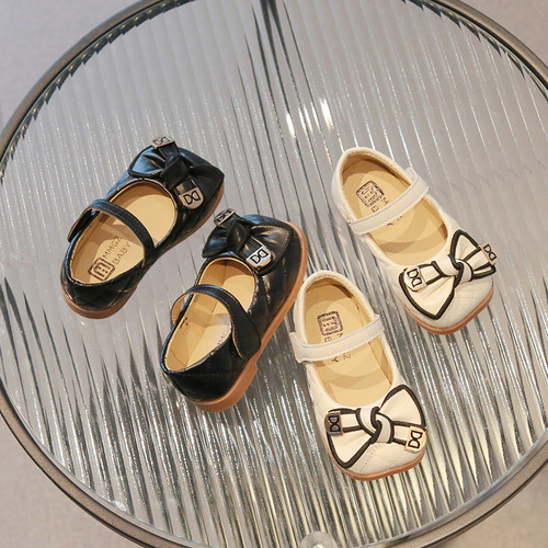 Spring and Autumn New Girls White Leather Shoes Performance Shoes Princess Shoes Small Leather Shoes Children Students Soft