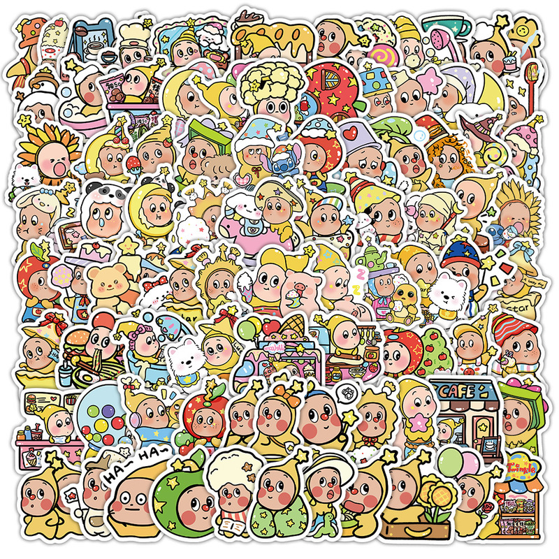 100 Original Hand-Painted Star People Cute Cartoon Kidsren's Favorite Stickers to Decorate Mugs, Stationery and Mobile Phone Cases