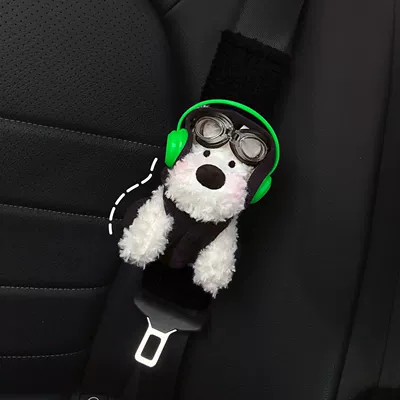 Seat belt shoulder pad – Accessories for Women - green-headphones-flying-mirror-smurf-set-west-highland-black-lamb-velvet-shoulder-pads-hand-sewn-no-specifications