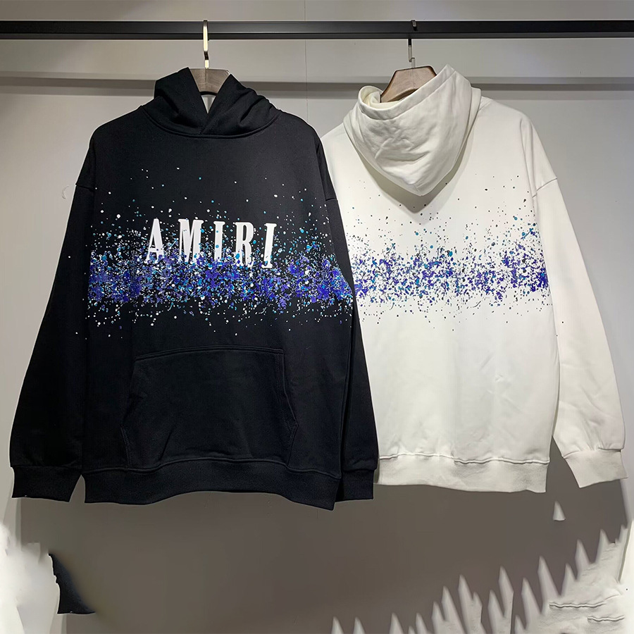 AMIRI suéter colección de letras de impresión transfronterizas 360 gramos de anillo masculino suelto casual sudadera encapuchada