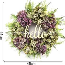 批发仿真花环门饰欧美复古绣球花环装饰 hello花环夏季墙壁门挂花