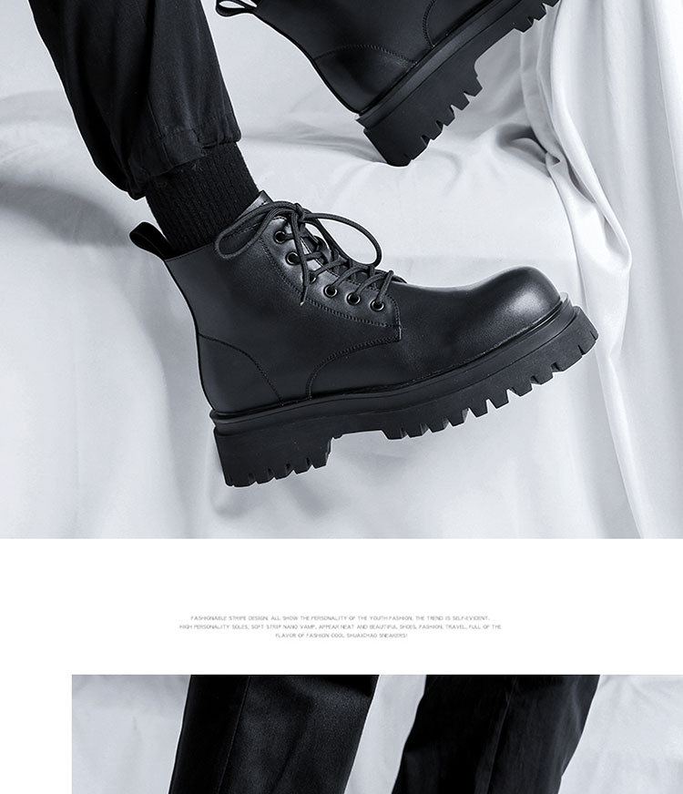 Black Martin Boots For Men Leather Motorcycle Ankle Boots Style_voghion.com