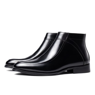 Winter high-top leather shoes men's business casual leather boots cowhide British Martin boots warm cotton shoes fleece-lined boots men's fashion