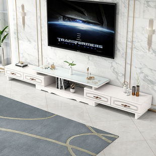 Tempered Glass Retractable Tv Cabinet Coffee Table Combination Set Simple Modern European Style Small Apartment