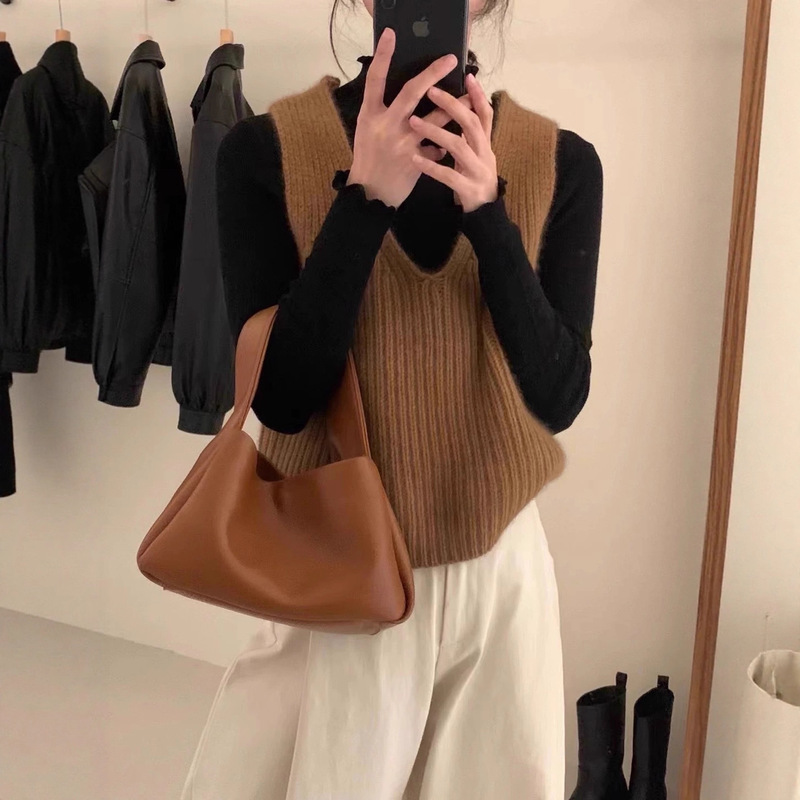 春秋绿色设计感复古毛衣马甲针织套头背心女秋季时尚百搭搭配上衣|undefined