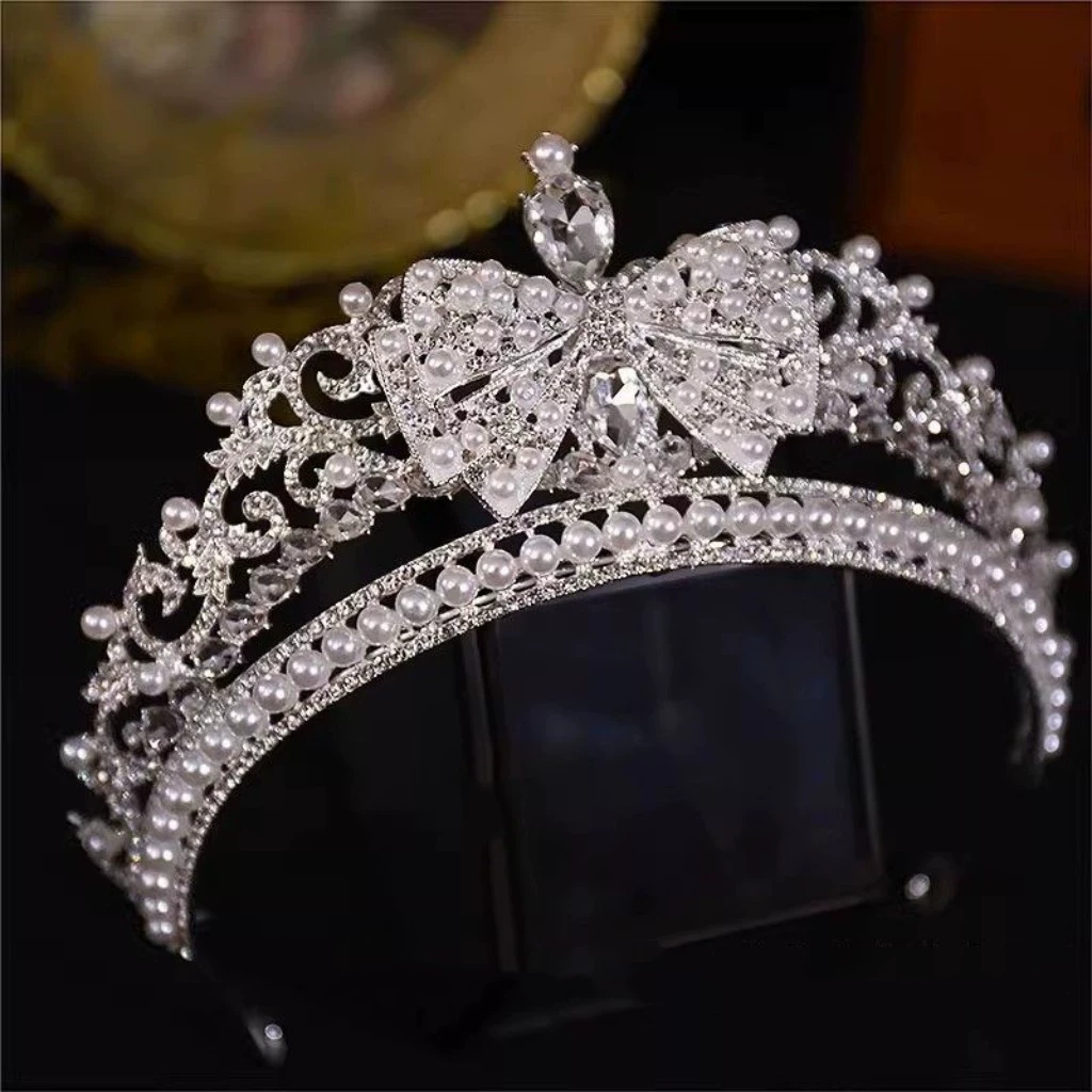 Cute creative crown with bow for bride, accessories, new collection