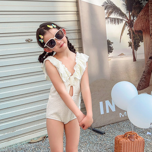 2023 New Children's Swimsuit Korean Style Internet Celebrity Ruffled One-piece Swimsuit for Baby Girl Cute Beach Swimsuit