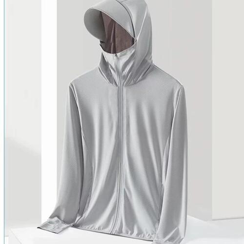Men's UV Protection Breathable Ice Silk Sun Protection Suit 2024 New Summer Thin Fishing Hooded Jacket Outerwear