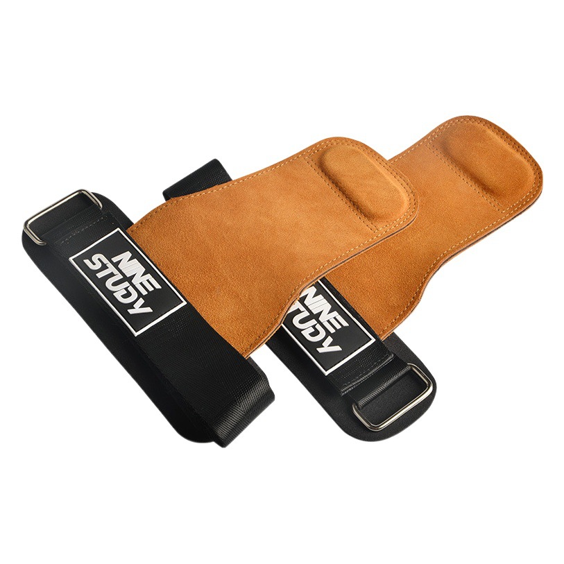 Three-layer Thickened Cowhide Booster with Hard Pull Fitness Gloves Grip with Pull-up Palm Guard for Men and Women Auxiliary Spot