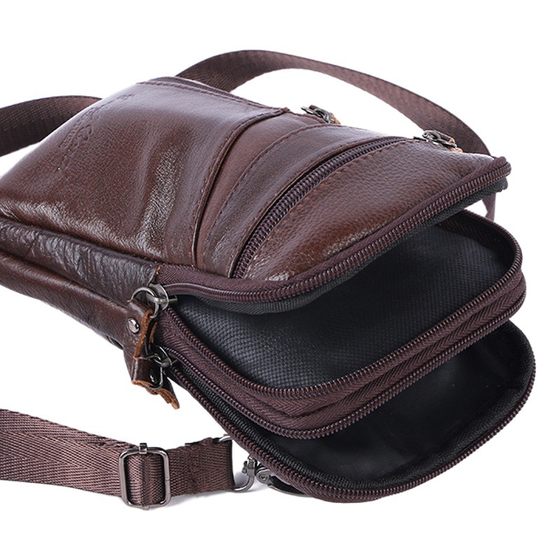 Exclusive for Regular Customers: Men's Waist Bag with Large Capacity, Lanyard Crossbody Bag, Outdoor Multifunctional Phone Bag, Belt-Wearable Leather Bag
