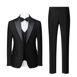 2024 new men's suit suit Korean slim boutique barge collar men's foreign trade casual suit three-piece suit