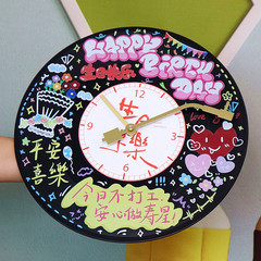 メーカー落書き黒ゴムレコードdiy飾り掛け時計誕生日プレゼントギフトボックス包装クリエイティブリビング時計置物
