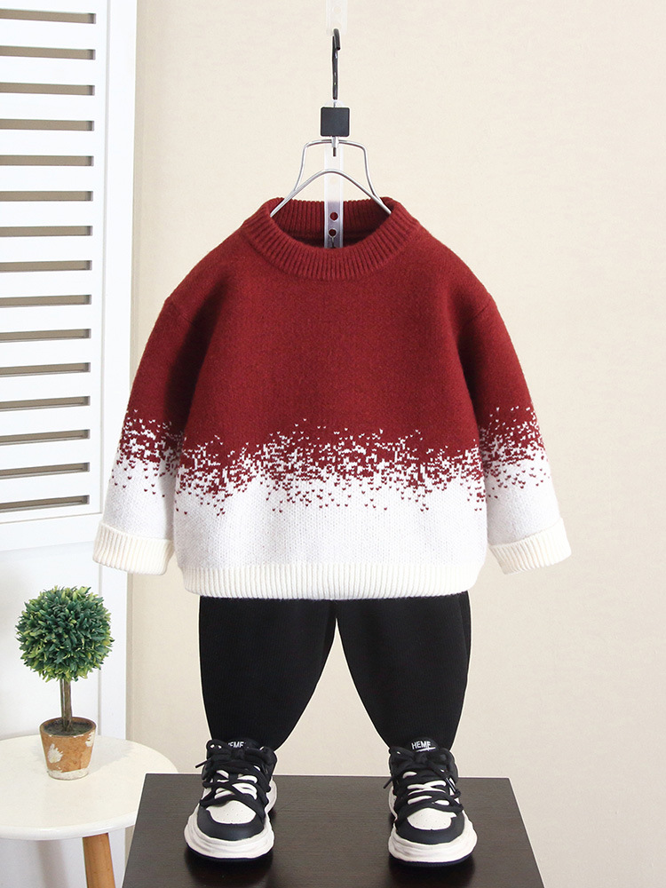 6437 suéter coreano de otoño e invierno para niños 2024 nueva ropa para niños camisa de fondo grueso de invierno suéter de invierno