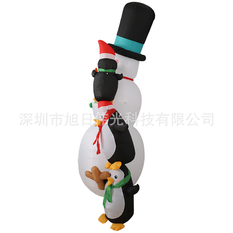跨境圣诞节充气企鹅雪人气模户外装饰玩具发光商场冬季摆件装饰品