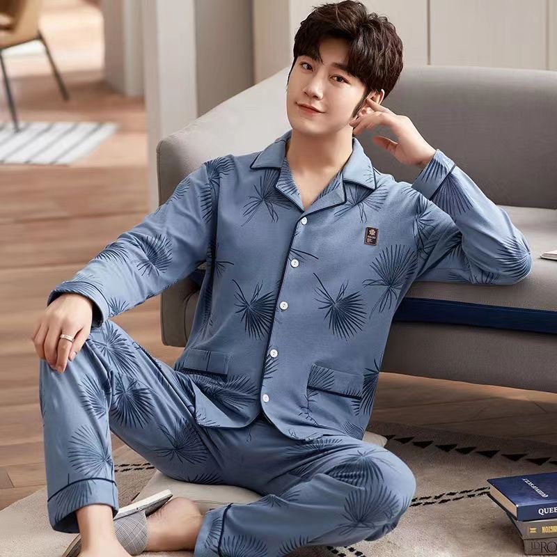 Pijamas para hombres 2024 nuevo algodón primavera y otoño hombre manga larga primavera y verano grande conjunto de ropa para el hogar