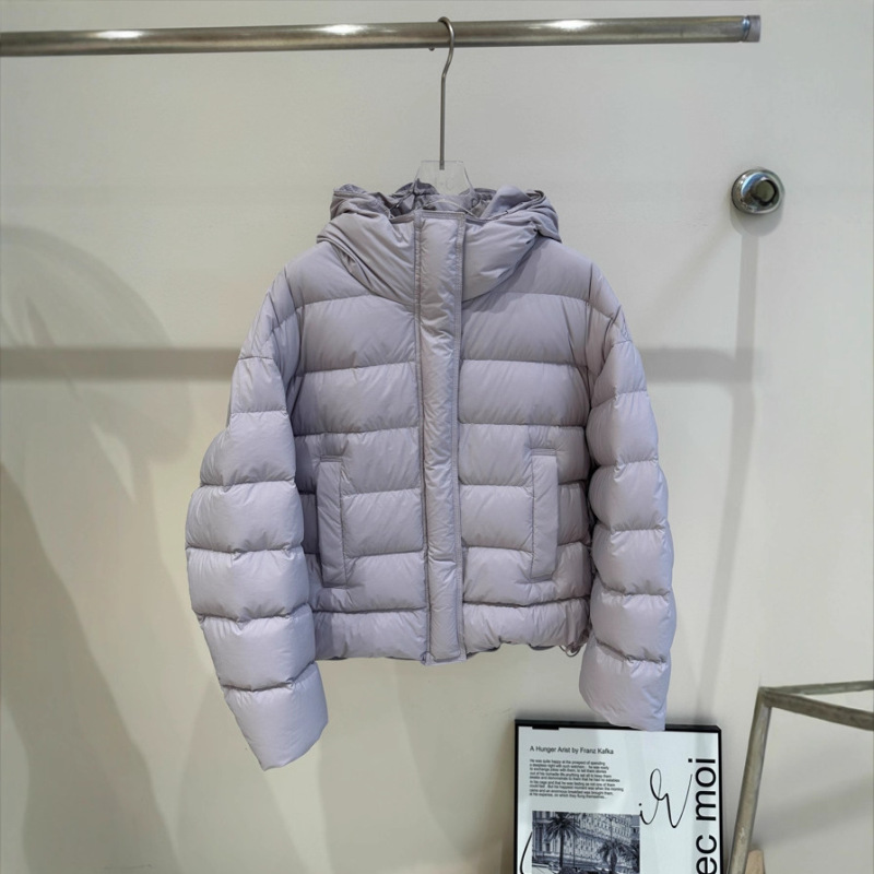 2025年秋冬新款羽绒服女短款连帽排骨韩系百搭宽松90白鸭绒外套潮|undefined