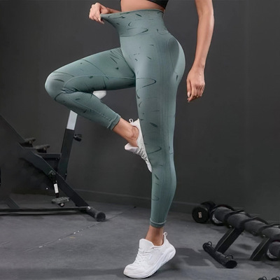yoga Sports pants summer Hip No trace Quick drying pants outdoors Riding Waist Elastic force Tight trousers Bodybuilding trousers