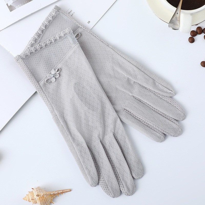 Guantes de protección solar de primavera y verano guantes de pantalla táctil de encaje conducción de las mujeres transpirable al aire libre protección solar guantes de equitación